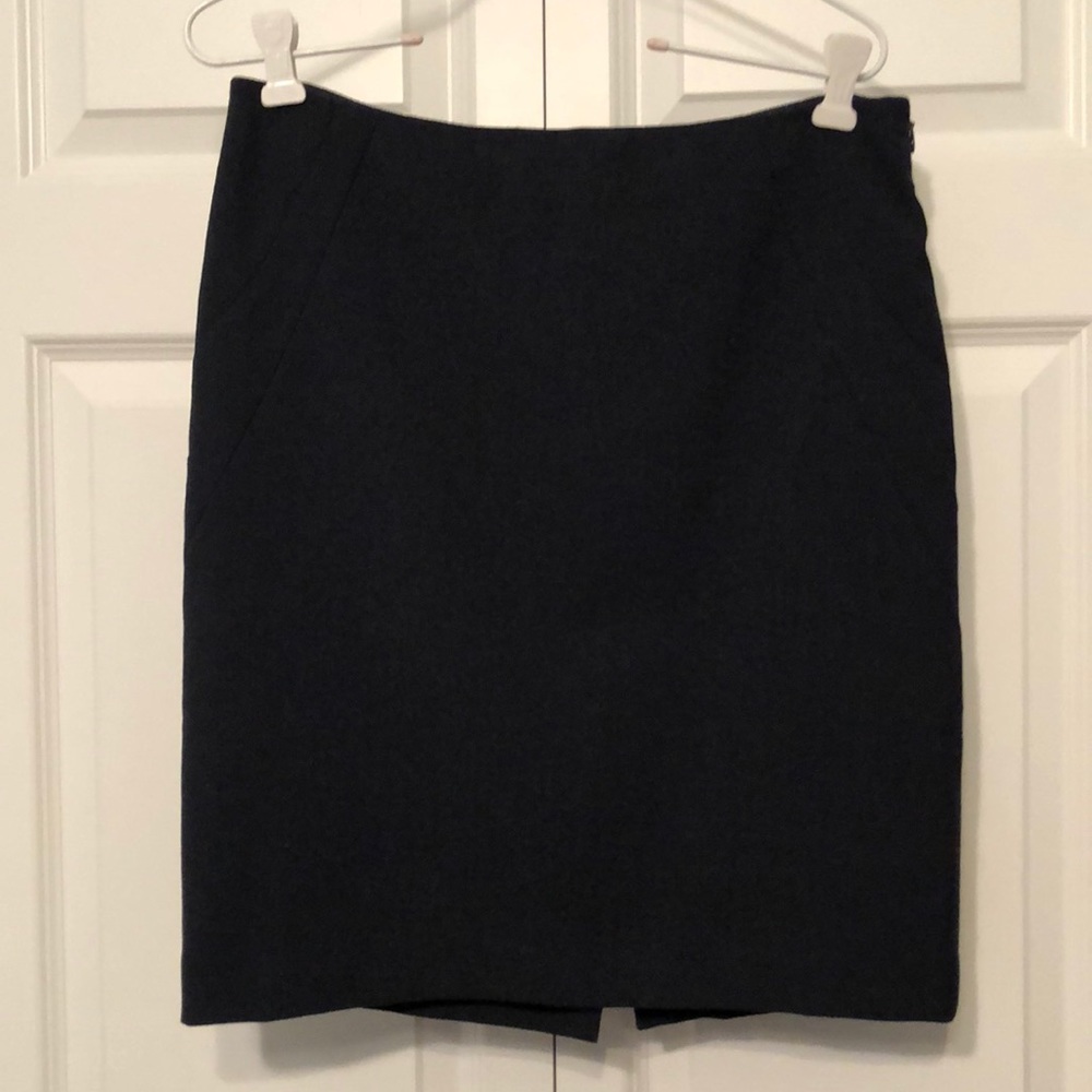 Navy pencil skirt.